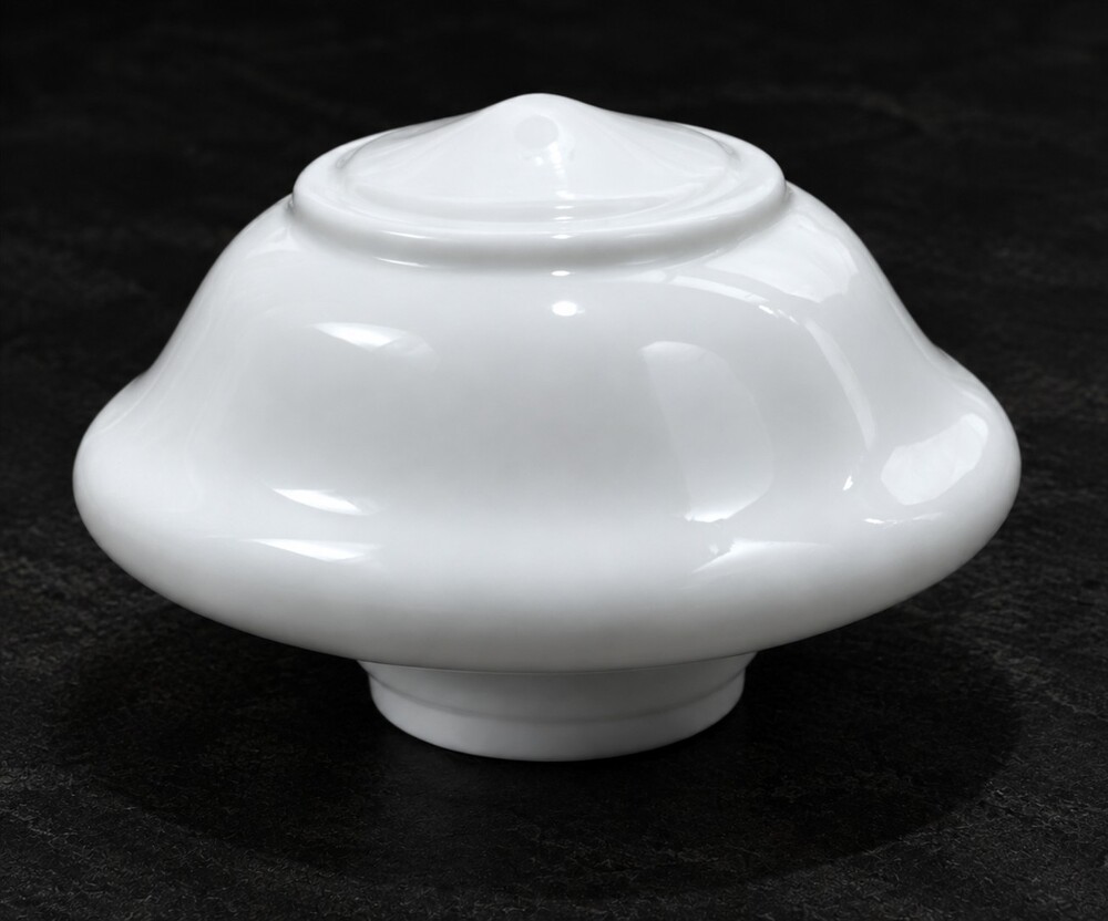 White Glass School Lamp Globe Shade Scalloped Rounded Shape